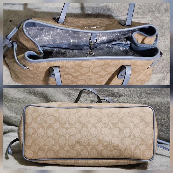 Coach Tan and Gray Signature Tote - Picture 5 of 8